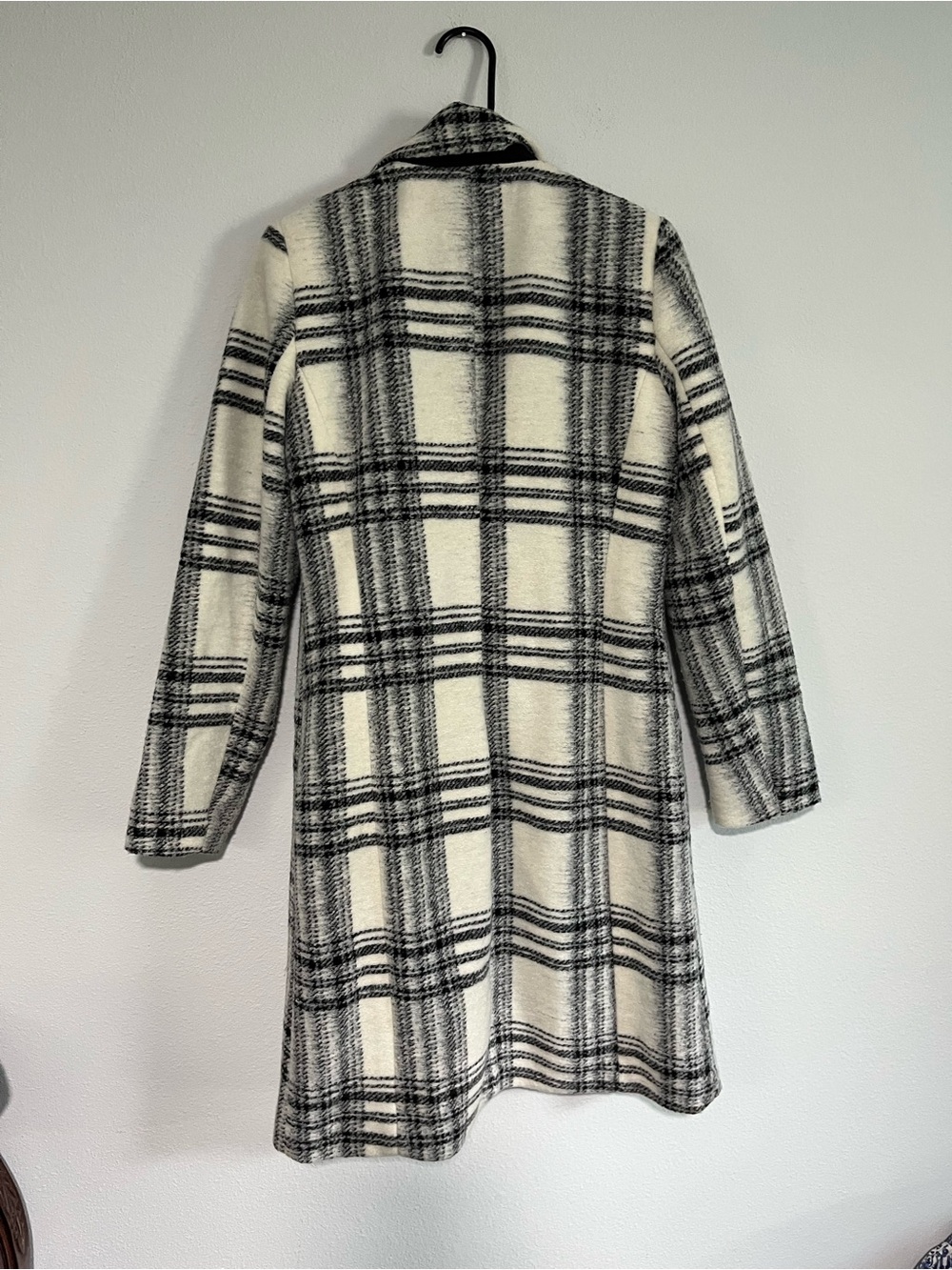 Rachel Zoe Black & White Plaid Polyester-Blend Top Coat Size S - Picture 3 of 5